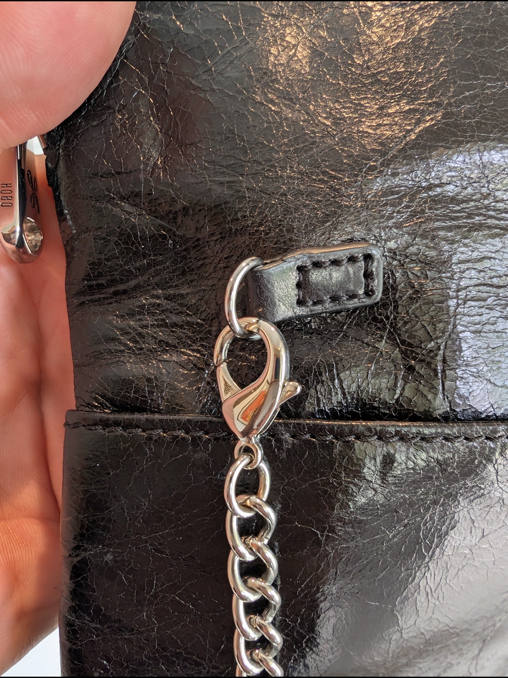 HOBO Daria Black Leather Convertible Shoulder Crossbody And Clutch Evening Bag - Picture 6 of 13